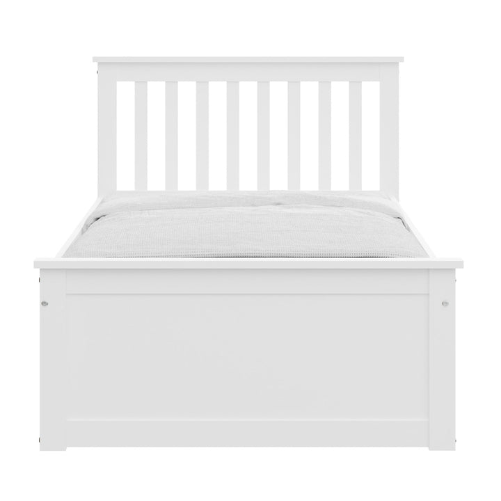 White Solid Wood Twin Bed With Pull Out Trundle Image 6