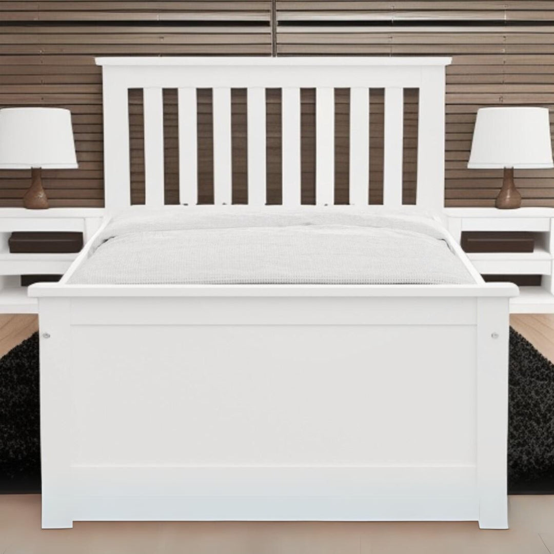 White Solid Wood Twin Bed With Pull Out Trundle Image 10