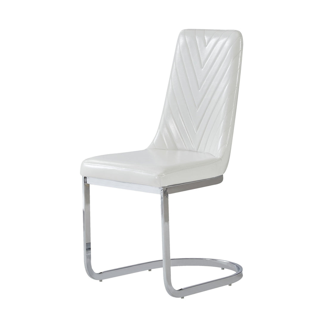 Set Of 2 Modern White Dining Chairs With Horse Shoe Style Metal Base Image 1