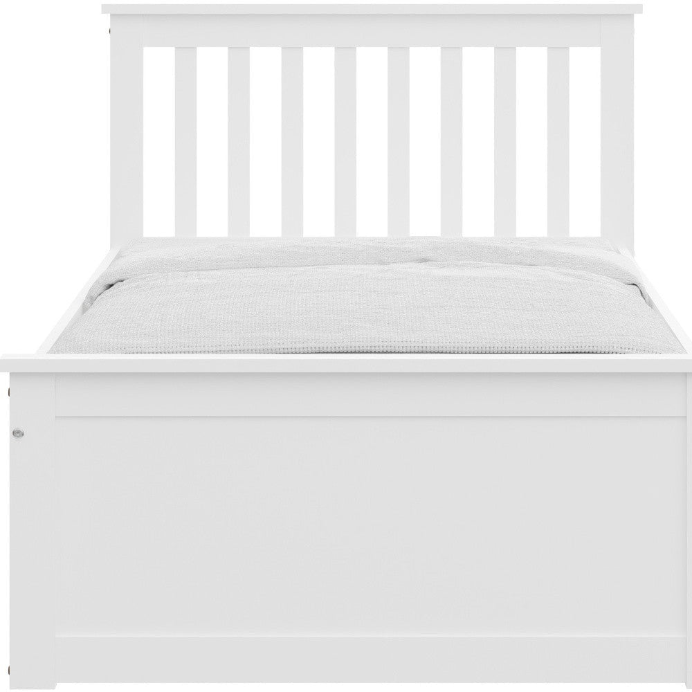 White Solid Wood Twin Bed With Pull Out Trundle Image 1