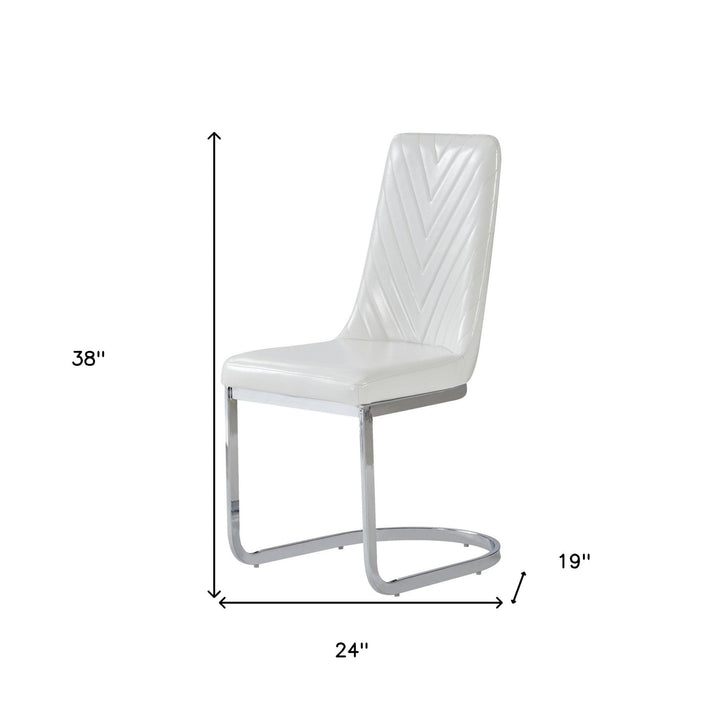 Set Of 2 Modern White Dining Chairs With Horse Shoe Style Metal Base Image 4