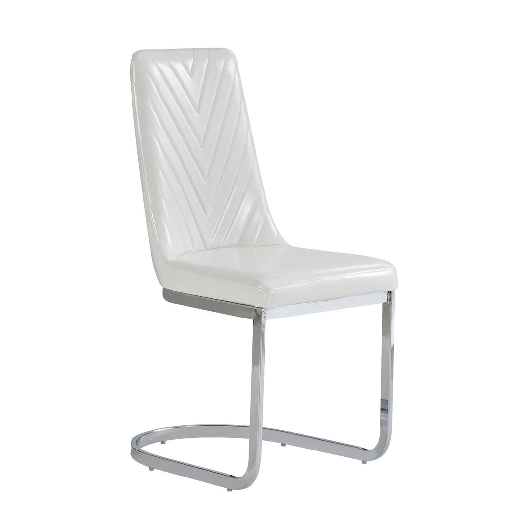 Set Of 2 Modern White Dining Chairs With Horse Shoe Style Metal Base Image 6