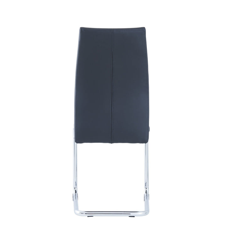 Set Of 4 Modern Black Dining Chairs With Chrome Metal Base Image 4