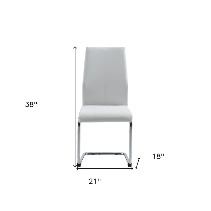 Set Of 4 Modern White Dining Chairs With Chrome Metal Base Image 6