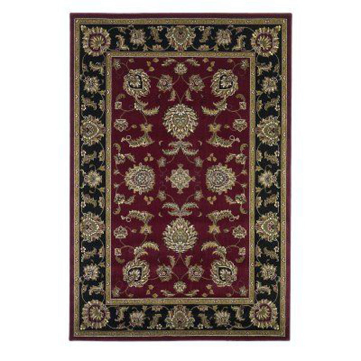 Red And Black Octagon Floral Vines Area Rug Image 9