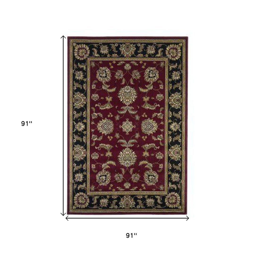 Red And Black Octagon Floral Vines Area Rug Image 12