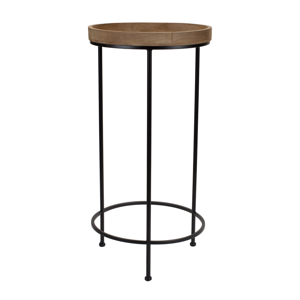 Set of Three 29" Black And Brown Round End Tables Image 2