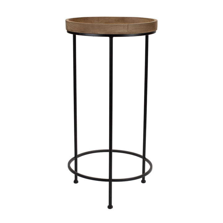 Set of Three 29" Black And Brown Round End Tables Image 2