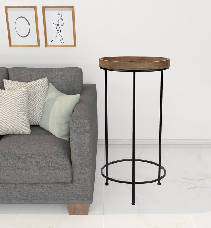 Set of Three 29" Black And Brown Round End Tables Image 6