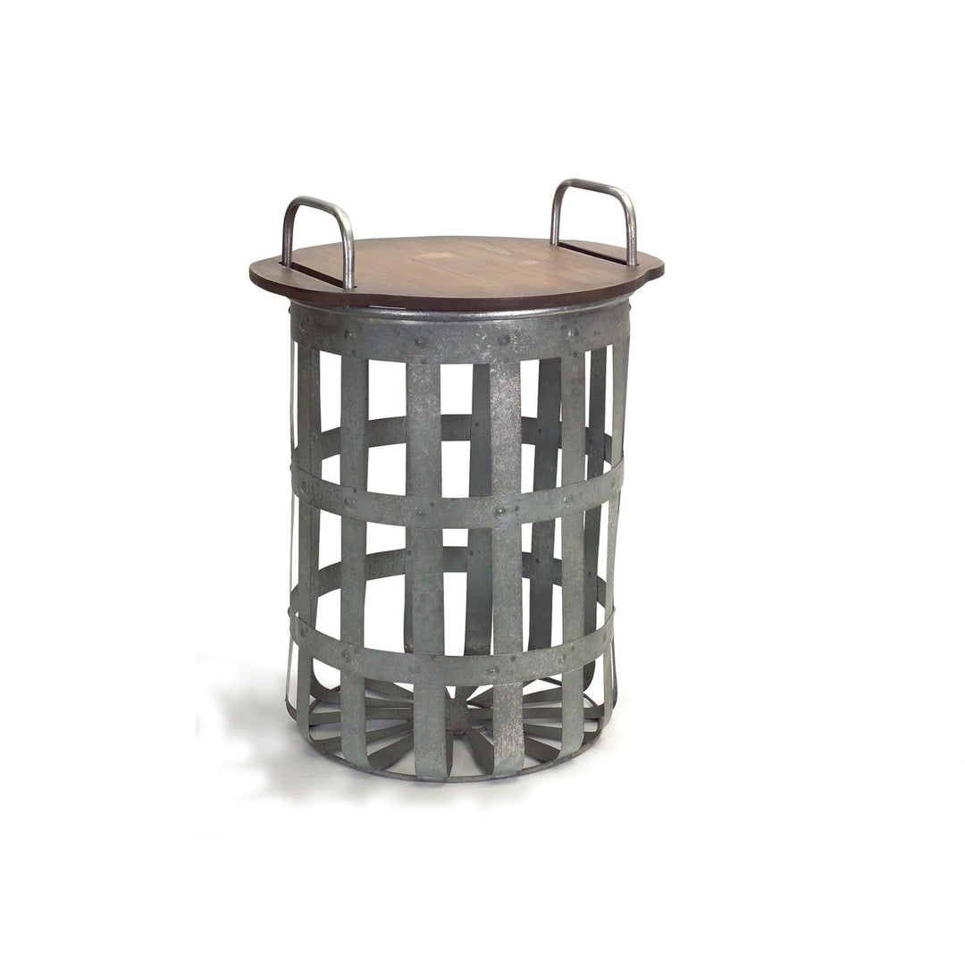 Set of Two 16" Grey And Brown Round End Tables Image 5