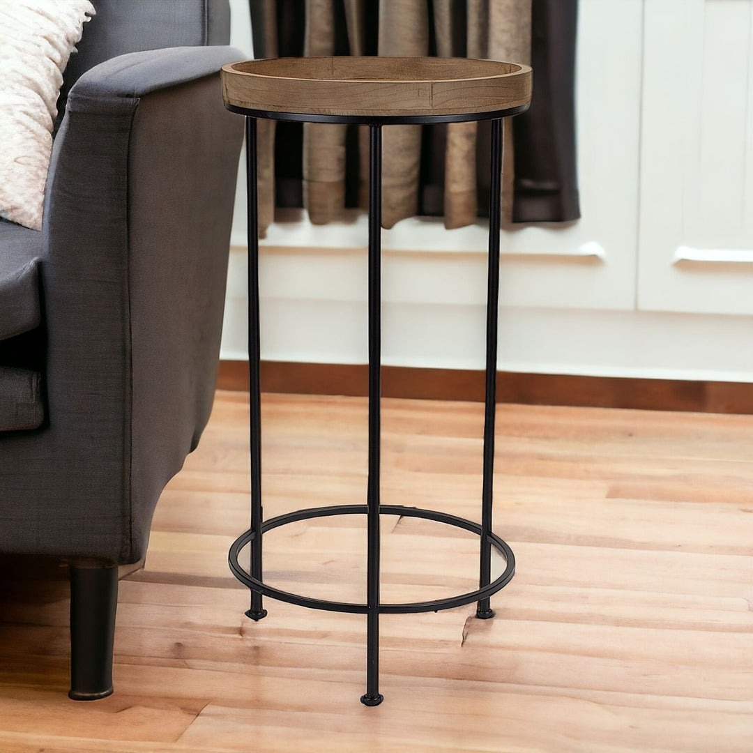 Set of Three 29" Black And Brown Round End Tables Image 7