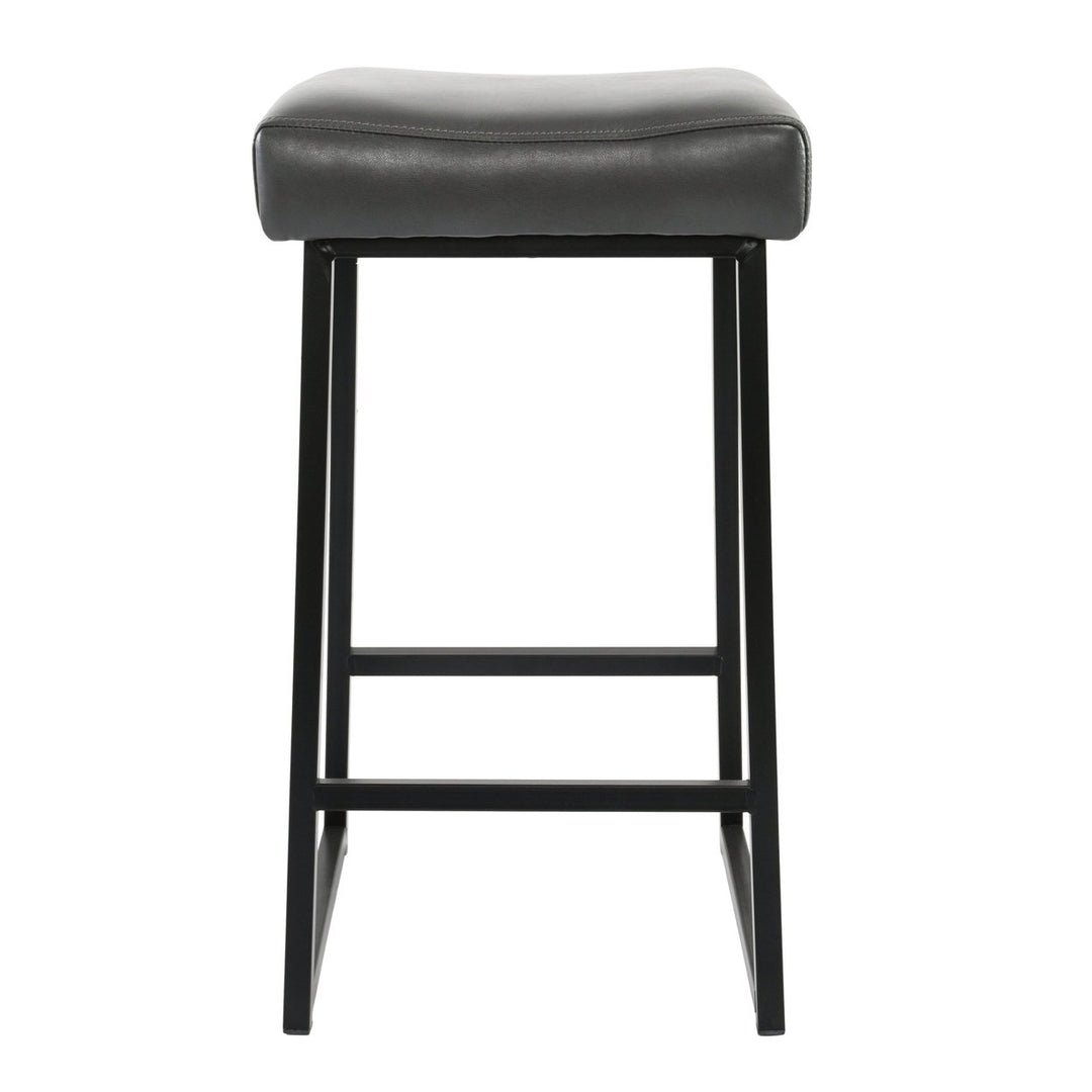 Set of Two 26" Black Metal Backless Bar Height Bar Chairs Image 2