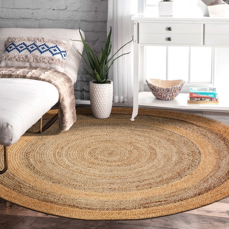 Two Toned Natural Jute Area Rug Image 11