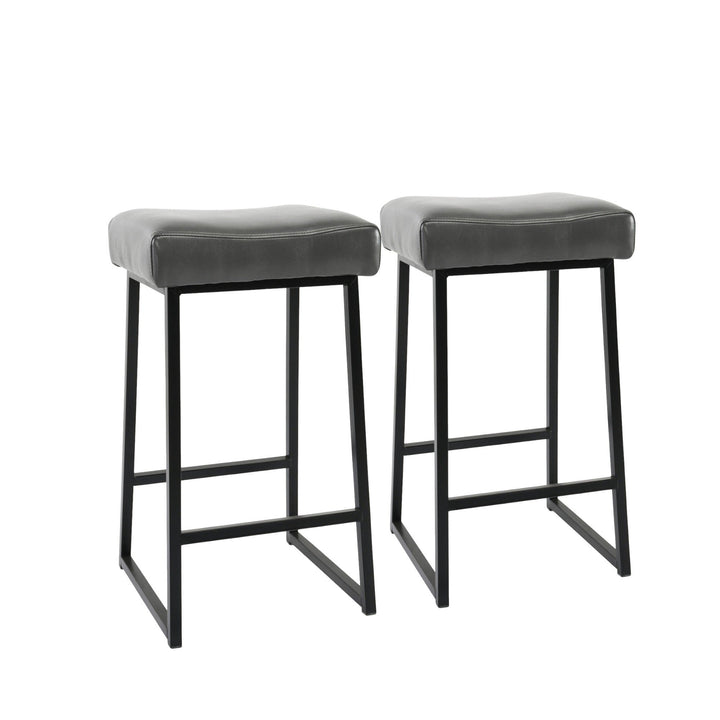 Set of Two 26" Black Metal Backless Bar Height Bar Chairs Image 7