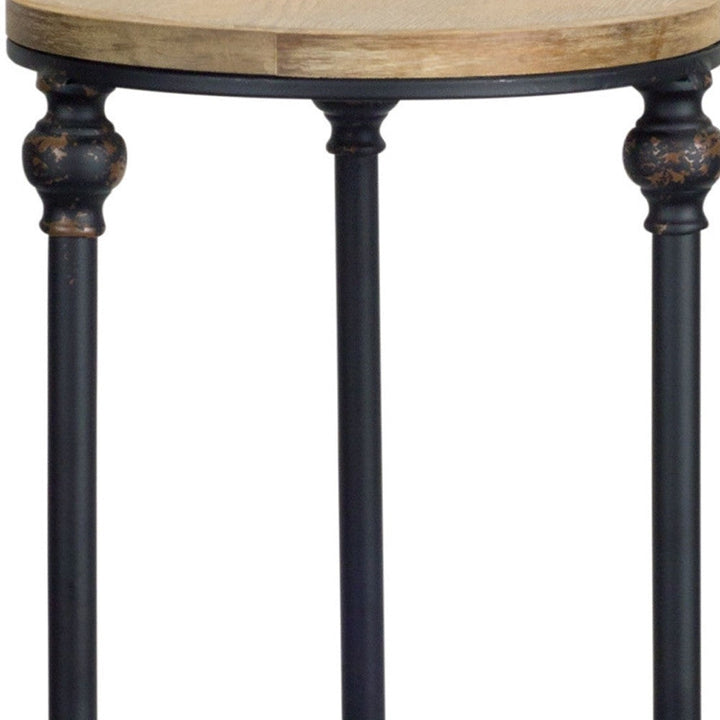 Set of Two 27" Black And Brown Round End Tables Image 3