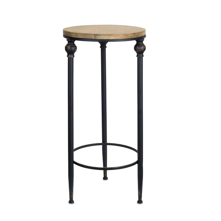 Set of Two 27" Black And Brown Round End Tables Image 5