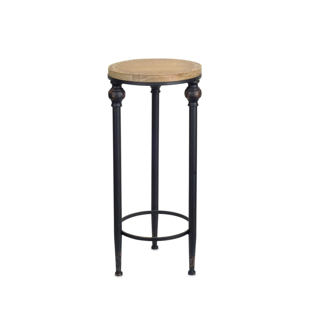 Set of Two 27" Black And Brown Round End Tables Image 6