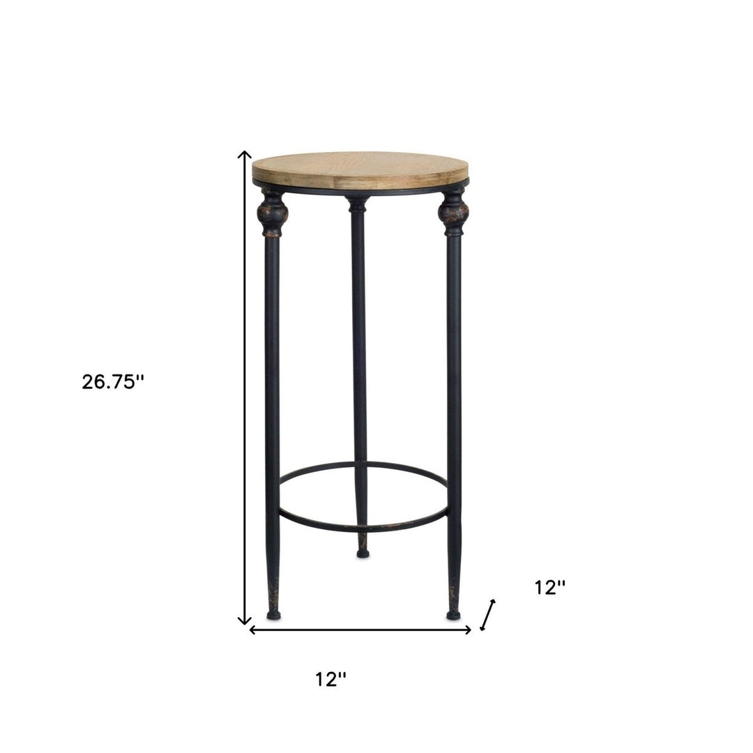 Set of Two 27" Black And Brown Round End Tables Image 7