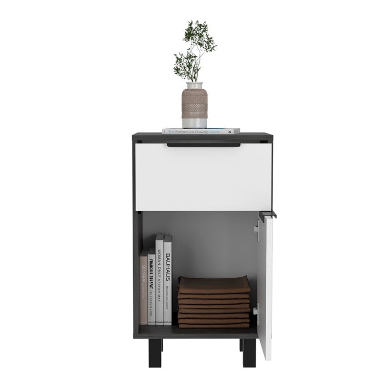 Stylish and Contemporary Smokey Oak and White Bedroom Nightstand Image 2