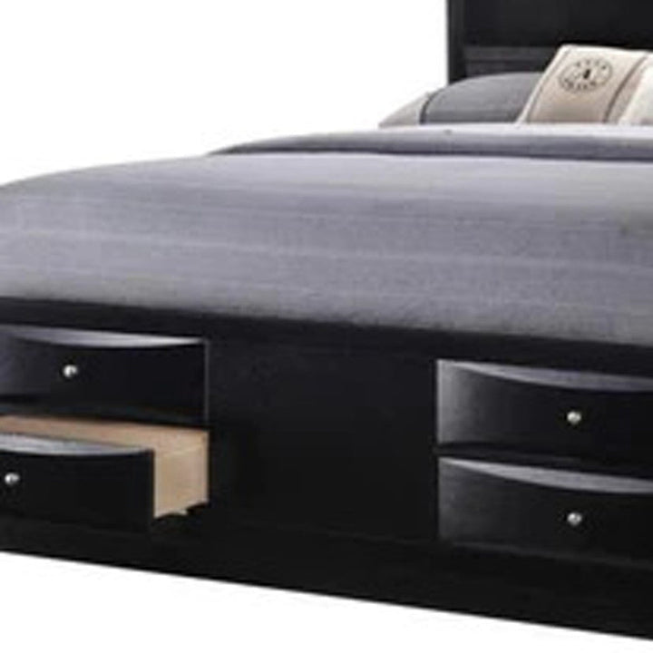 Solid Wood King Black Eight Drawers Bed Image 6