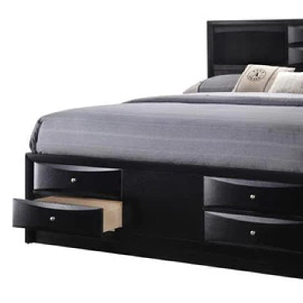 Solid Wood King Black Eight Drawers Bed Image 7