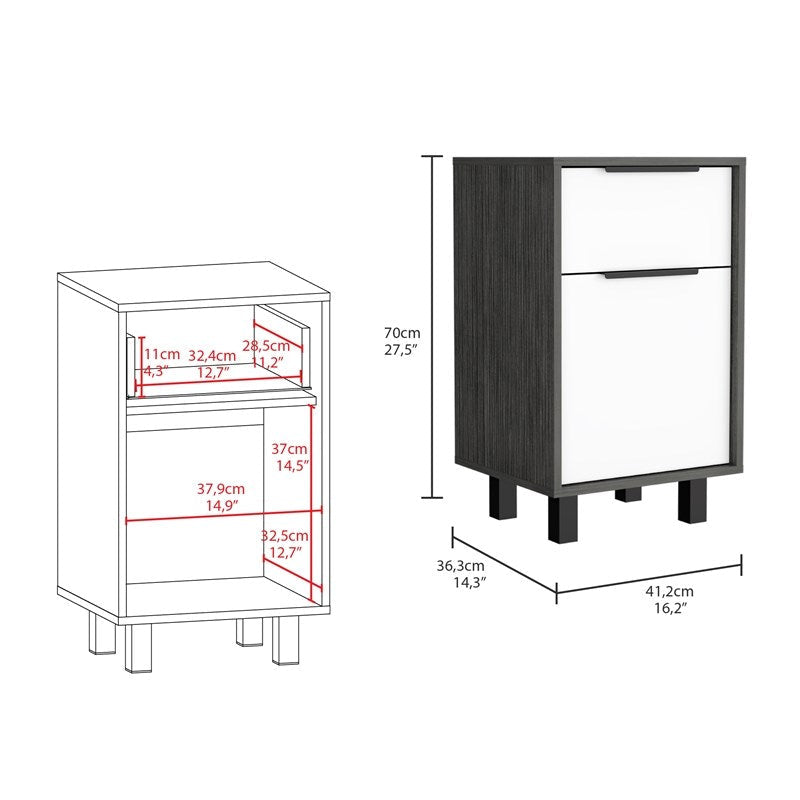 Stylish and Contemporary Smokey Oak and White Bedroom Nightstand Image 5