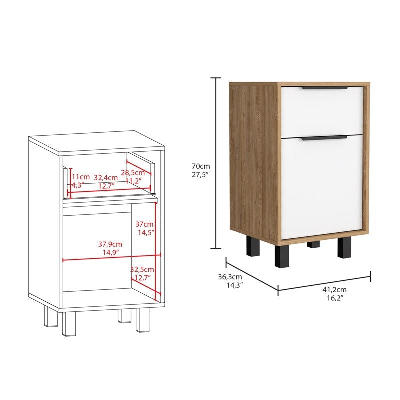 Stylish White and Pine Bedroom Nightstand Image 6