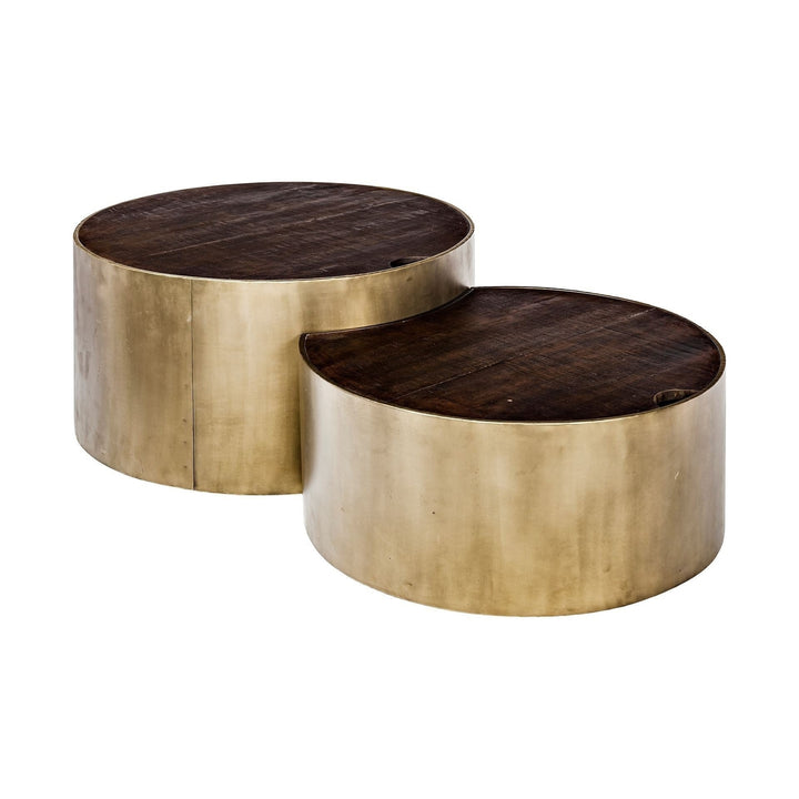 S2 39.5" and 31.25" Round Wood Nesting Coffee Tables Image 1