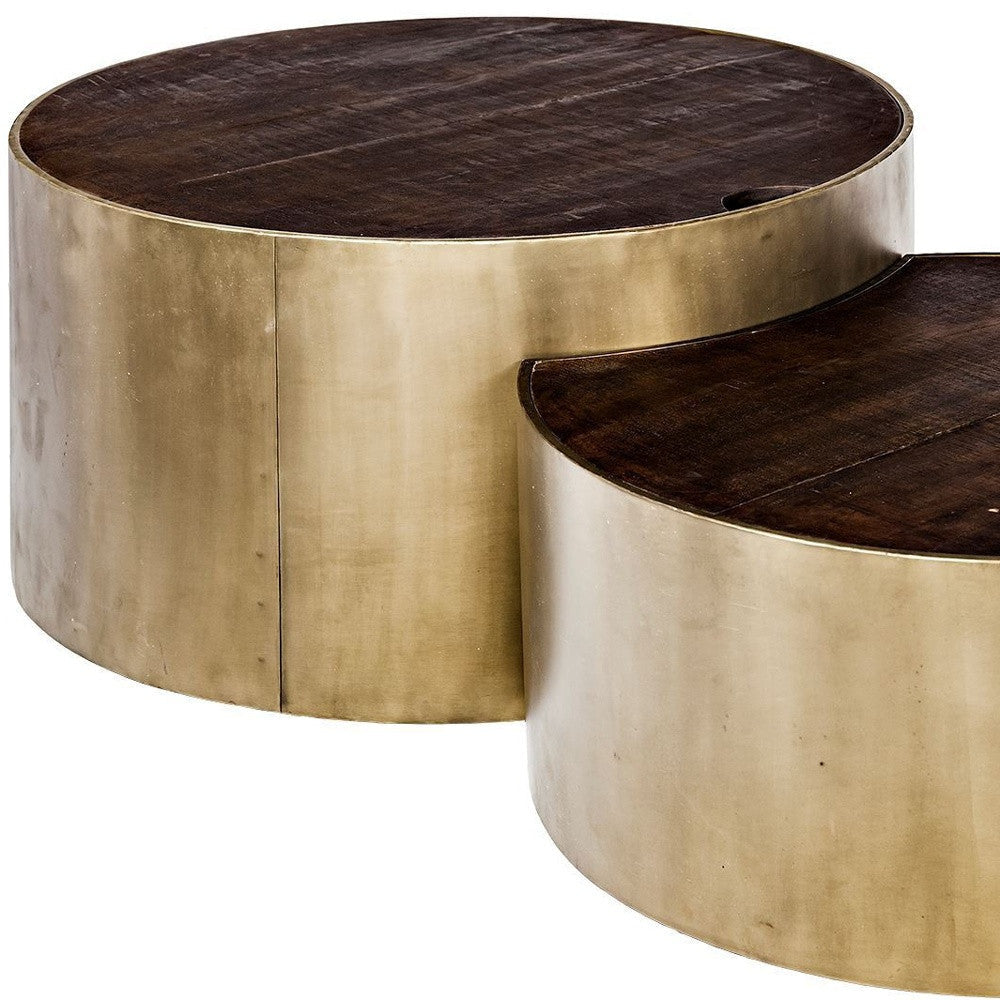 S2 39.5" and 31.25" Round Wood Nesting Coffee Tables Image 3