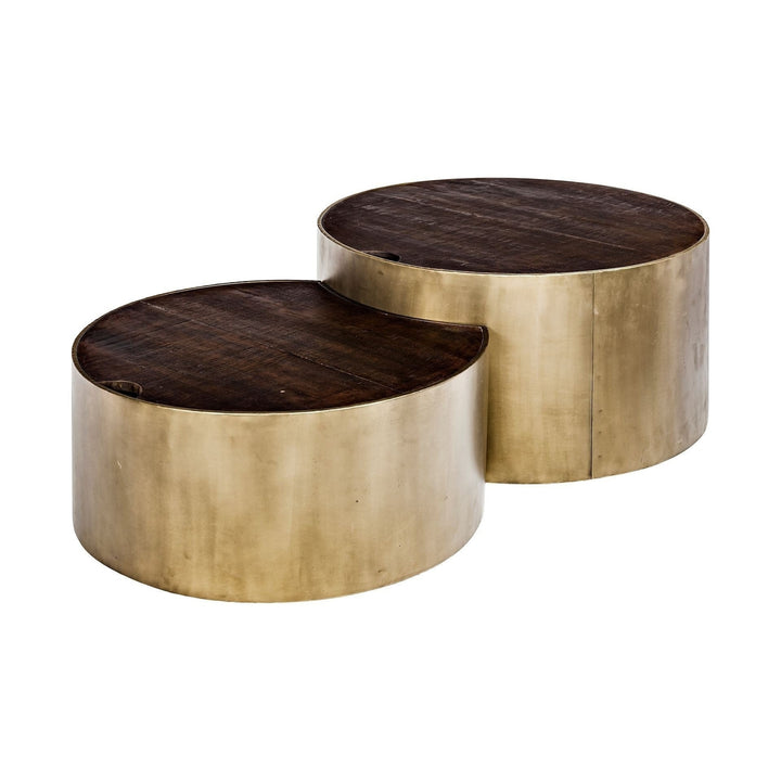 S2 39.5" and 31.25" Round Wood Nesting Coffee Tables Image 4