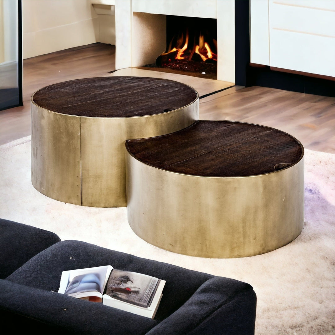 S2 39.5" and 31.25" Round Wood Nesting Coffee Tables Image 5