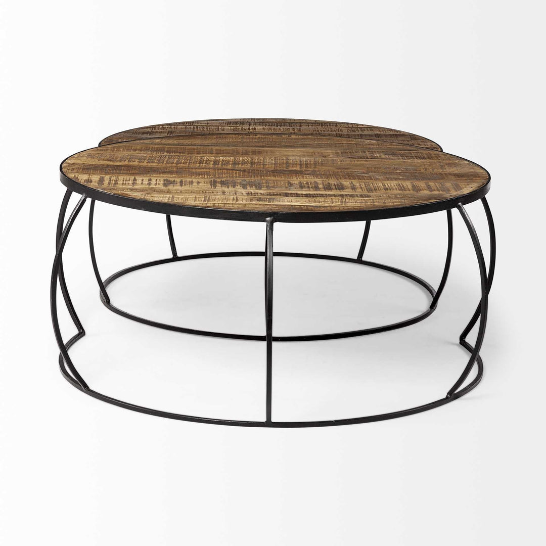 S2 41" and 38" Round Wood Top Nesting Coffee Tables Image 4