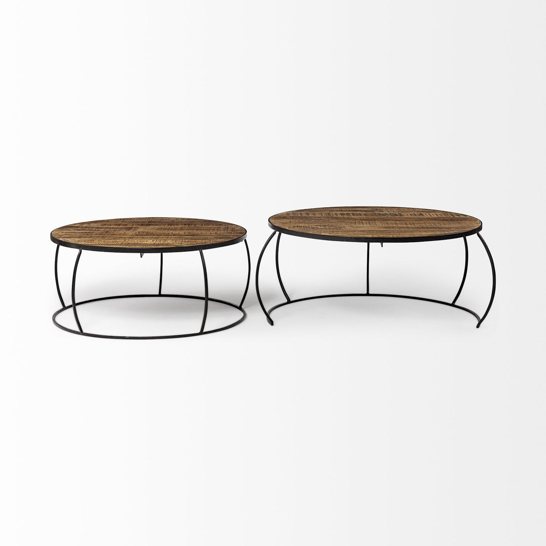 S2 41" and 38" Round Wood Top Nesting Coffee Tables Image 5