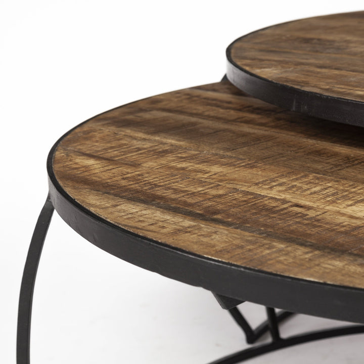 S2 41" and 38" Round Wood Top Nesting Coffee Tables Image 6