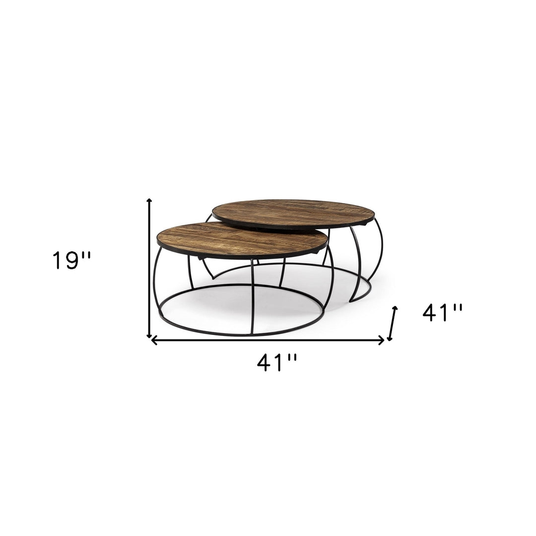 S2 41" and 38" Round Wood Top Nesting Coffee Tables Image 7