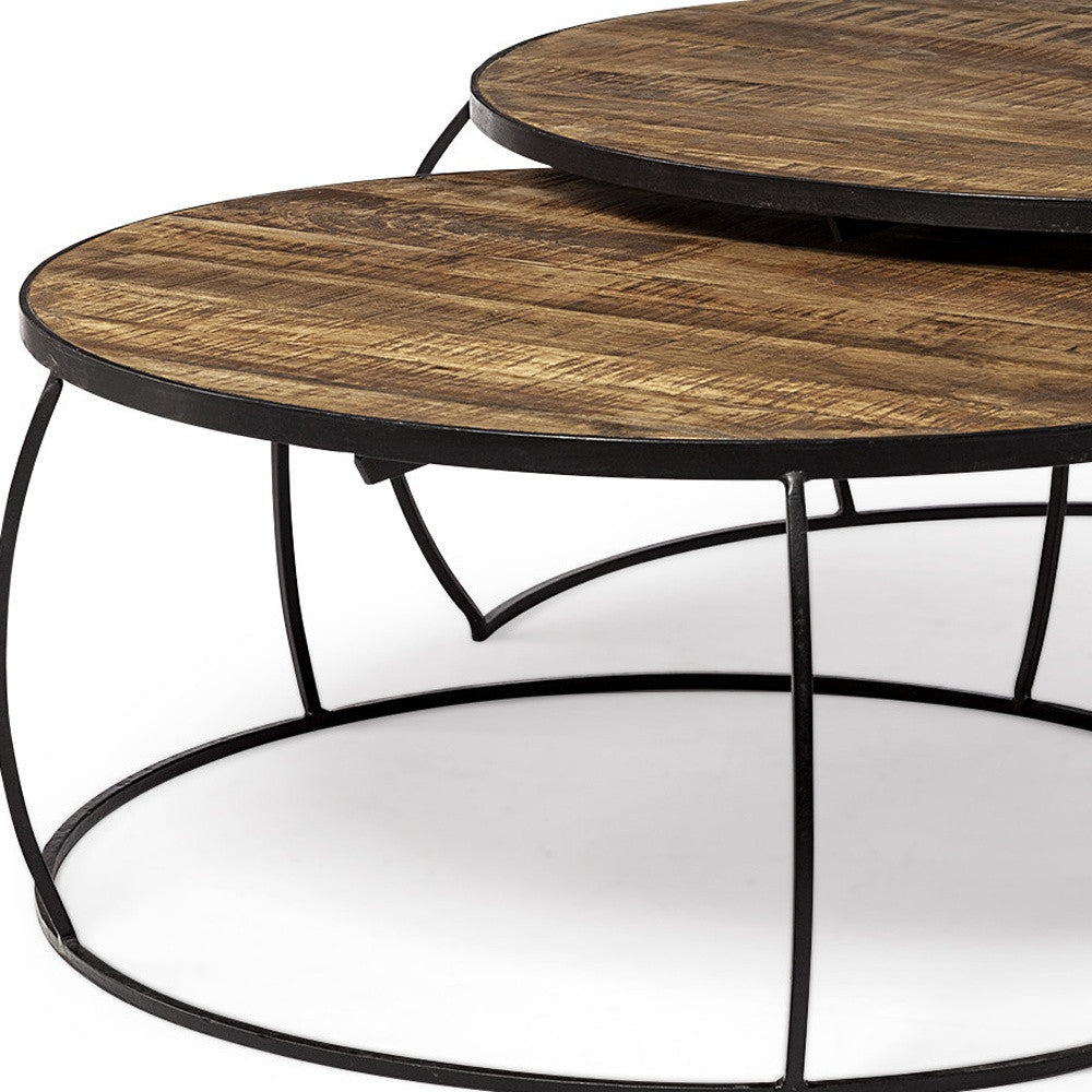 S2 41" and 38" Round Wood Top Nesting Coffee Tables Image 9