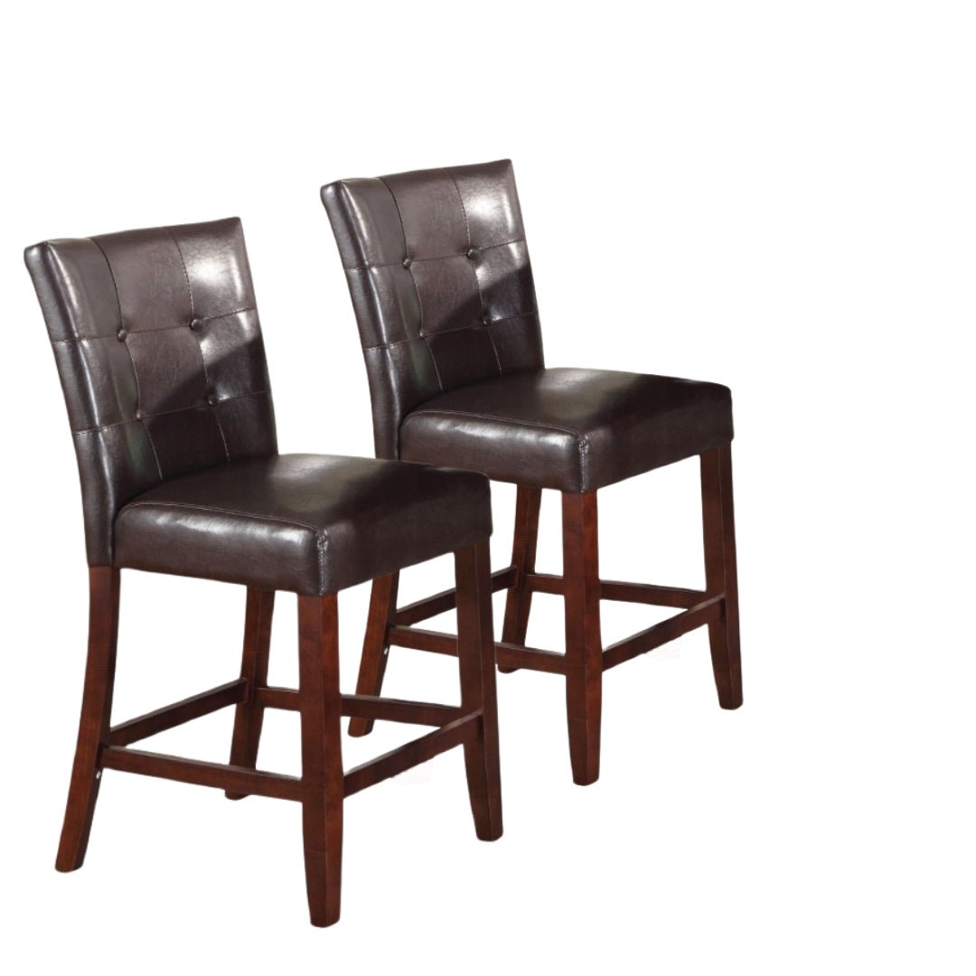 Set of Two Espresso And Brown Solid and Manufactured Wood Counter Height Bar Chairs Image 2