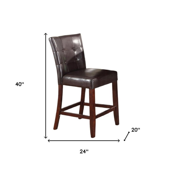 Set of Two Espresso And Brown Solid and Manufactured Wood Counter Height Bar Chairs Image 4