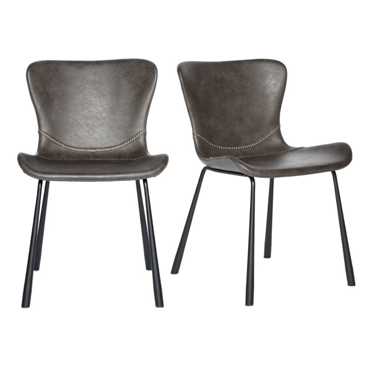 Set of Two Dark Gray Faux Faux Leather Side Chairs Image 6