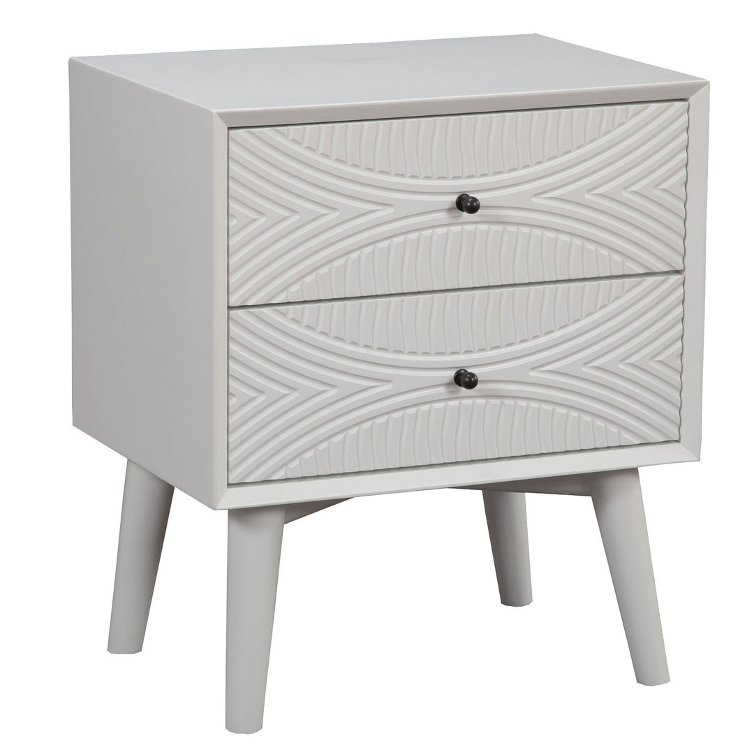 White Groovy 1 Drawer Wood Nightstand Image 1