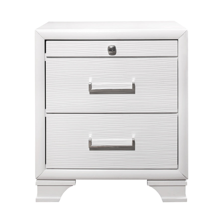 White Nightstand With 3 Drawers Image 1