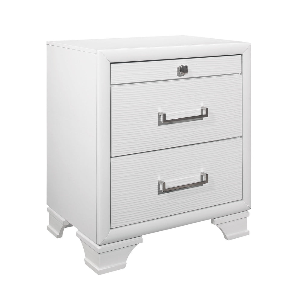 White Nightstand With 3 Drawers Image 2