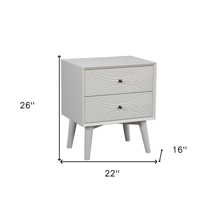 White Groovy 1 Drawer Wood Nightstand Image 7