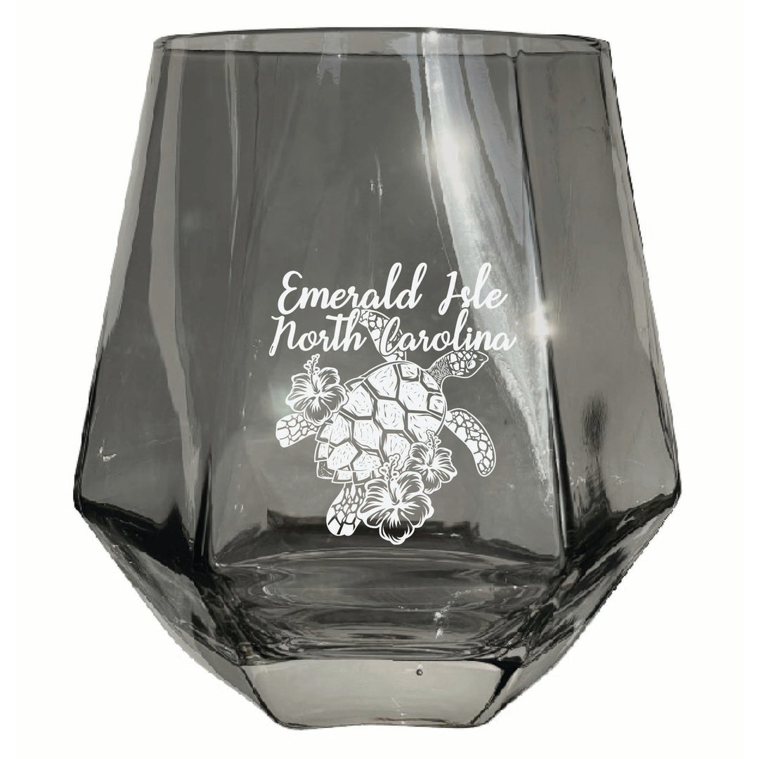 Emerald Isle North Carolina Souvenir Stemless Diamond Wine Glass Engraved 15 oz Image 3