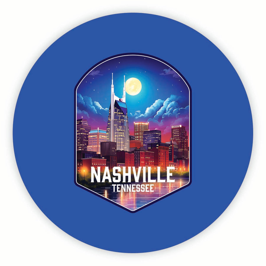 Nashville Tennessee Design D Souvenir Round Vinyl Decal Sticker Image 1