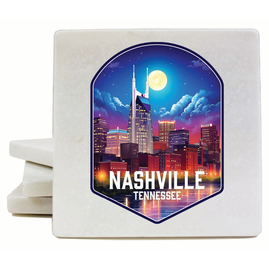 Nashville Tennessee Design D Souvenir 4x4-Inch Coaster Marble 4 Pack Image 1