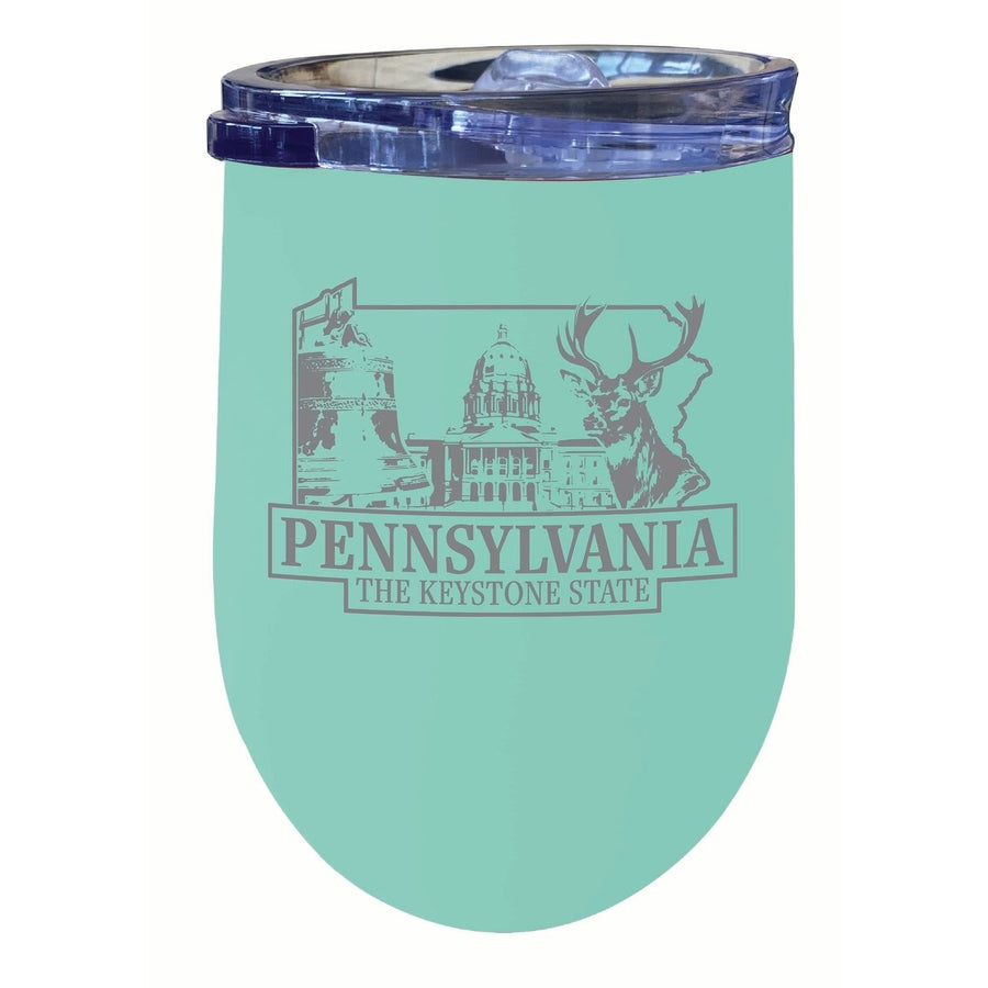 Pennsylvania Souvenir 12 oz Engraved Insulated Wine Stainless Steel Tumbler Image 1