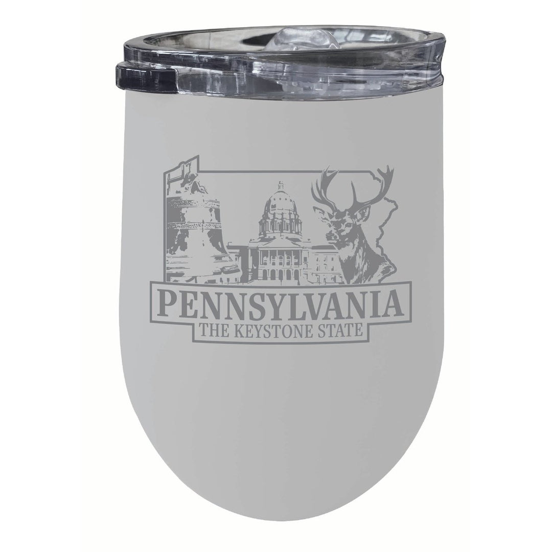 Pennsylvania Souvenir 12 oz Engraved Insulated Wine Stainless Steel Tumbler Image 2