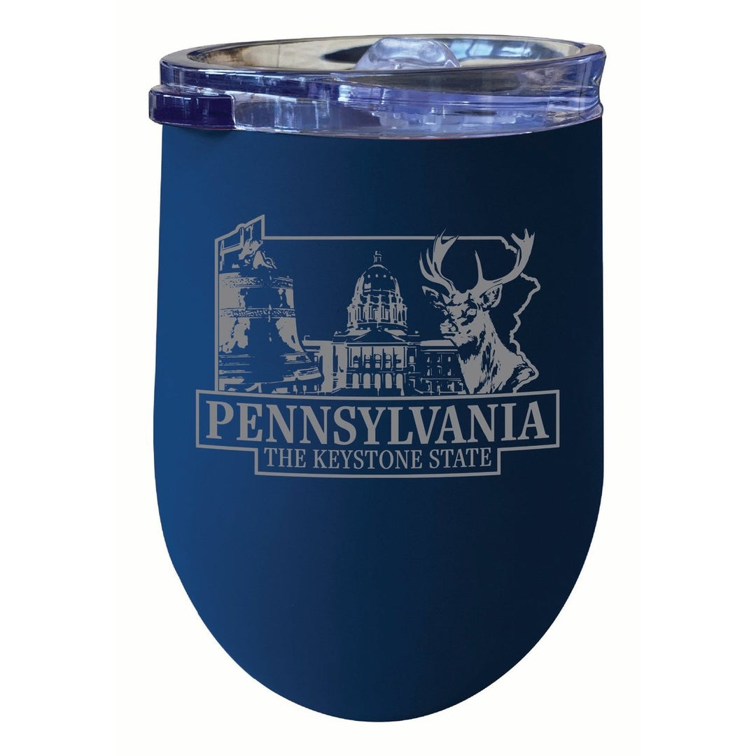 Pennsylvania Souvenir 12 oz Engraved Insulated Wine Stainless Steel Tumbler Image 3