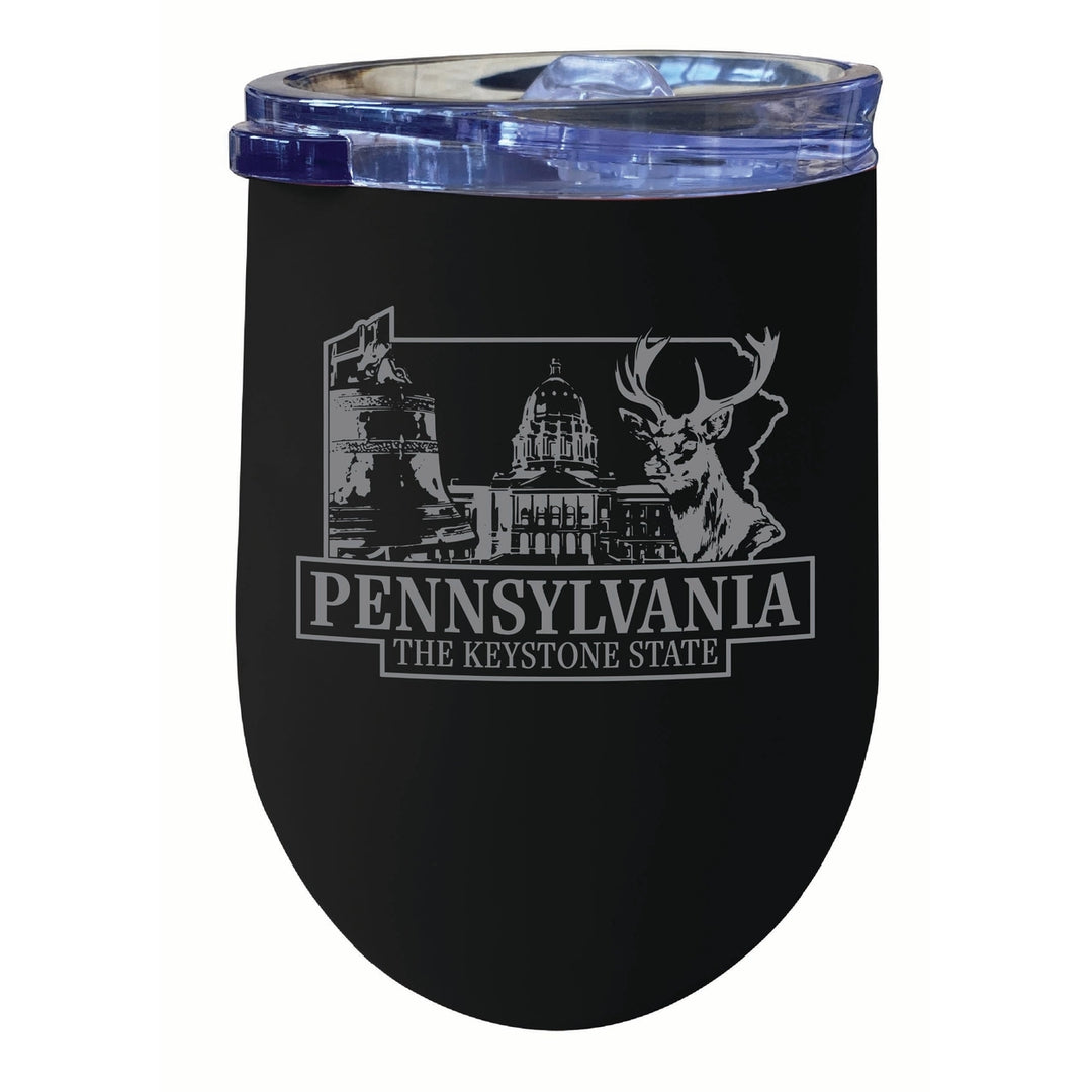 Pennsylvania Souvenir 12 oz Engraved Insulated Wine Stainless Steel Tumbler Image 5